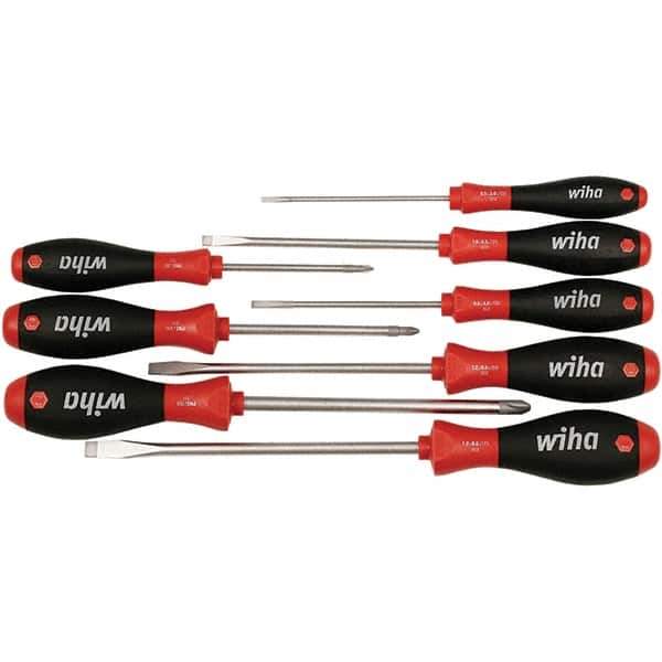 Wiha - 8 Piece Slotted & Phillips Screwdriver Set - Bit Sizes: Philips #1, #2 & #3, Comes in Box - Apex Tool & Supply