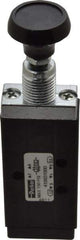 Parker - 0.20 CV Rate, 1/8" NPT Inlet Direct Air 2 Mechanical Spool Valve - 4 Way, 2 Position, 150 Max psi, Button Push Pull - Apex Tool & Supply