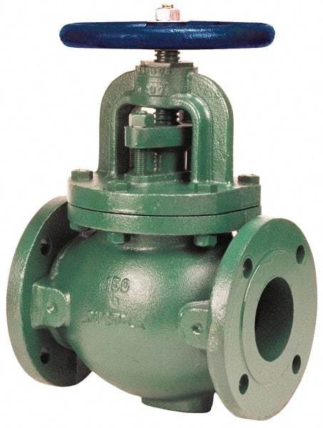 NIBCO - 4" Pipe, Flanged-Raised Face Ends, Iron Outside Screw & Yoke Globe Valve - Cast Bronze Disc, Bolted Bonnet, 285 psi WOG, Class 150 - Apex Tool & Supply