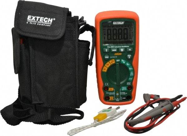 Extech - EX520, CAT IV, 1,000 VAC/VDC, Digital True RMS Multimeter - 40 mOhm, Measures Voltage, Capacitance, Current, Frequency, Resistance, Temperature - Apex Tool & Supply
