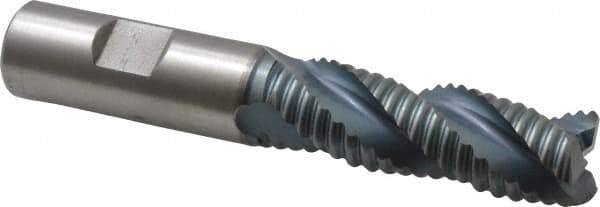 Hertel - 3/4" Diam, Coarse Pitch, 2-1/4" LOC, 3 Flute Cobalt Roughing Square End Mill - TiCN Finish, 4-1/2" OAL, 3/4" Shank Diam, Single End, Centercutting, 37° Helix - Apex Tool & Supply