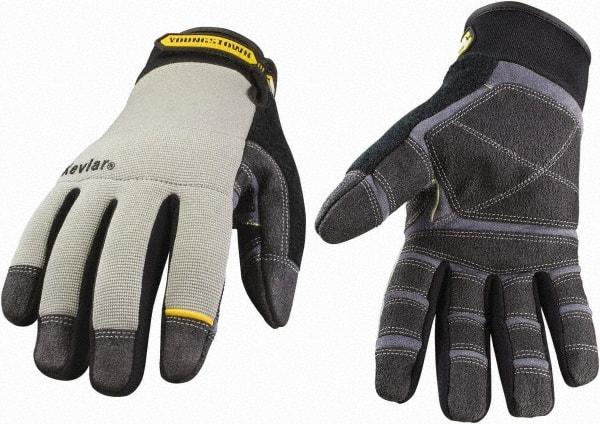 Youngstown - Size S (7), ANSI Cut Lvl 3, Puncture Lvl 4, Abrasion Lvl 4, Kevlar Cut & Puncture Resistant Gloves - Kevlar Lining, Hook & Loop Cuff, Black/Gray, Paired - Apex Tool & Supply