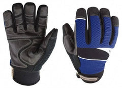 Youngstown - Size M (8), ANSI Cut Lvl 4, Puncture Lvl 3, Abrasion Lvl 4, Kevlar Cut & Puncture Resistant Gloves - Kevlar/Micro Fleece Lining, Hook & Loop Cuff, Blue/Black, Paired - Apex Tool & Supply
