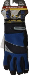 Youngstown - Size XL (10), ANSI Cut Lvl 4, Puncture Lvl 3, Abrasion Lvl 4, Kevlar Cut & Puncture Resistant Gloves - Kevlar/Micro Fleece Lining, Hook & Loop Cuff, Blue/Black, Paired - Apex Tool & Supply