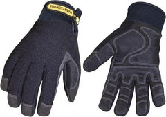 Youngstown - Size L (9) Synthetic Suede Cold Protection & Waterproof Work Gloves - For Mechanic's & Lifting, Uncoated, Hook & Loop Cuff, Full Fingered, Black, Paired - Apex Tool & Supply