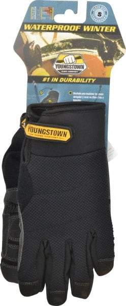 Youngstown - Size S (7) Synthetic Suede Cold Protection & Waterproof Work Gloves - For Mechanic's & Lifting, Uncoated, Hook & Loop Cuff, Full Fingered, Black, Paired - Apex Tool & Supply