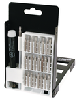 27 Piece - System 4 ESD Safe Micro Bit Interchangeable Set with ESD Handle and Slotted; Phillips; Torx®; Hex Metric Micro Bits - 105mm Bit Extension - Compact Fold Out Box - Apex Tool & Supply