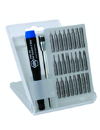 26 Piece - System 4 Micro Bit Interchangeable Set - #75999 - Includes: Handle and Slotted; Phillips; Hex Inch & Metric Micro Bits - 105mm Bit Extension - 26 Piece -Compact Fold Out Box - Apex Tool & Supply