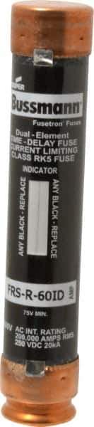 Cooper Bussmann - 250 VDC, 600 VAC, 60 Amp, Time Delay General Purpose Fuse - Fuse Holder Mount, 5-1/2" OAL, 20 at DC, 200 (RMS) kA Rating, 27mm Diam - Apex Tool & Supply