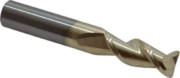 Accupro - 3/8", 2 Flute, Single End, Solid Carbide, 0.045" Corner Radius End Mill - 2-1/2" OAL, 45° Helix, Right Hand Flute, 1" LOC, Right Hand Cut - Apex Tool & Supply