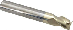 Accupro - 3/8", 3 Flute, Single End, Solid Carbide, 0.02" Corner Radius End Mill - 2-1/2" OAL, 37° Helix, Right Hand Flute, 1/2" LOC, Right Hand Cut - Apex Tool & Supply