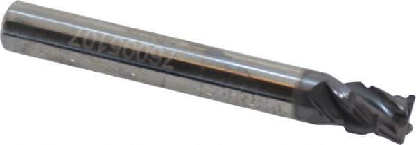 Accupro - 1/4" Diam, 3/8" LOC, 4 Flute Solid Carbide Corner Chamfer Roughing End Mill - AlTiN Finish, 2" OAL, 1/4" Shank Diam, Single End, 30° Helix - Apex Tool & Supply