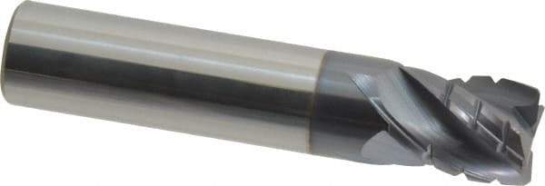 Accupro - 1/2" Diam, 5/8" LOC, 4 Flute Solid Carbide Corner Chamfer Roughing End Mill - AlTiN Finish, 2-1/2" OAL, 1/2" Shank Diam, Single End, 30° Helix - Apex Tool & Supply