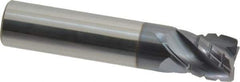 Accupro - 1/2" Diam, 5/8" LOC, 4 Flute Solid Carbide Corner Chamfer Roughing End Mill - AlTiN Finish, 2-1/2" OAL, 1/2" Shank Diam, Single End, 30° Helix - Apex Tool & Supply