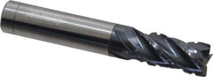Accupro - 7/16" Diam, 1" LOC, 4 Flute Solid Carbide Corner Chamfer Roughing End Mill - AlTiN Finish, 2-3/4" OAL, 7/16" Shank Diam, Single End, 30° Helix - Apex Tool & Supply