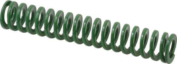 Dayton Lamina - 5/8" Hole Diam, 11/32" Rod Diam, 3-1/2" Free Length, Green Die Spring - 5.3 Lb Max Deflection, 1.4" Max Deflection, Light Duty, Chromium Vanadium Steel - Apex Tool & Supply