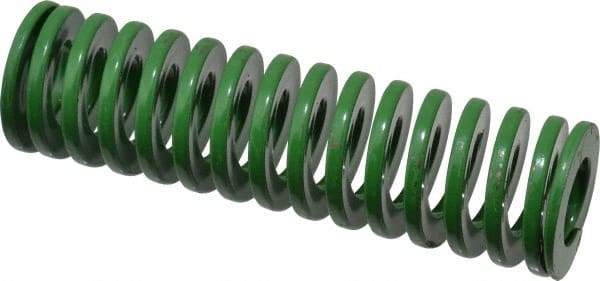 Dayton Lamina - 1" Hole Diam, 1/2" Rod Diam, 3-1/2" Free Length, Green Die Spring - 14.1 Lb Max Deflection, 1.4" Max Deflection, Light Duty, Chromium Vanadium Steel - Apex Tool & Supply