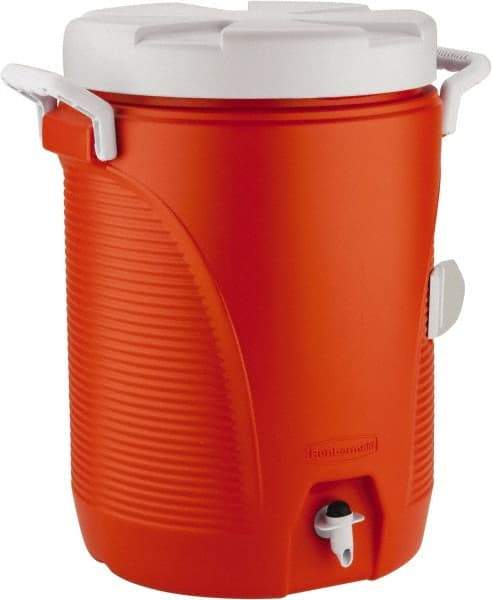 Rubbermaid - 5 Gal Beverage Cooler - Plastic, Orange/White - Apex Tool & Supply