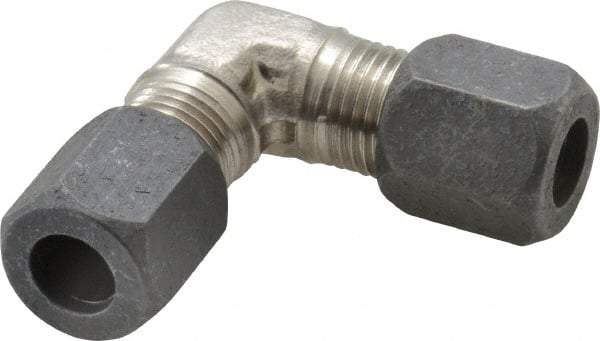 Made in USA - 3/8" OD, Grade 316Stainless Steel Union Elbow - -75 to 750°F, 5/8" Hex, Comp x Comp Ends - Apex Tool & Supply