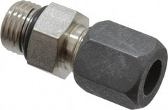 Made in USA - 3/8" OD, Grade 316Stainless Steel Male Connector - -75 to 750°F, 11/16" Hex, Comp x Straight Thread O-Ring Ends - Apex Tool & Supply
