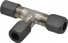 Made in USA - 3/8" OD, Grade 316Stainless Steel Union Tee - -75 to 750°F, 9/16" Hex, Comp x Comp x Comp Ends - Apex Tool & Supply