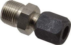 Made in USA - 3/8" OD, Grade 316Stainless Steel Male Connector - -75 to 750°F, 3/4" Hex, Comp x MPT Ends - Apex Tool & Supply
