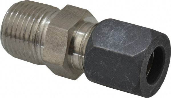 Made in USA - 1/2" OD, Grade 316Stainless Steel Male Connector - -75 to 750°F, 7/8" Hex, Comp x MPT Ends - Apex Tool & Supply