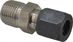 Made in USA - 1/2" OD, Grade 316Stainless Steel Male Connector - -75 to 750°F, 7/8" Hex, Comp x MPT Ends - Apex Tool & Supply