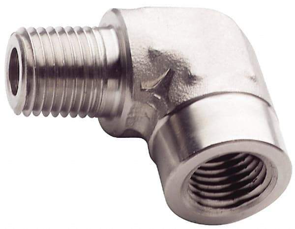 Made in USA - 1" Grade 316 Stainless Steel Pipe 90° Street Elbow - MNPT x FNPT End Connections, 1,750 psi - Apex Tool & Supply