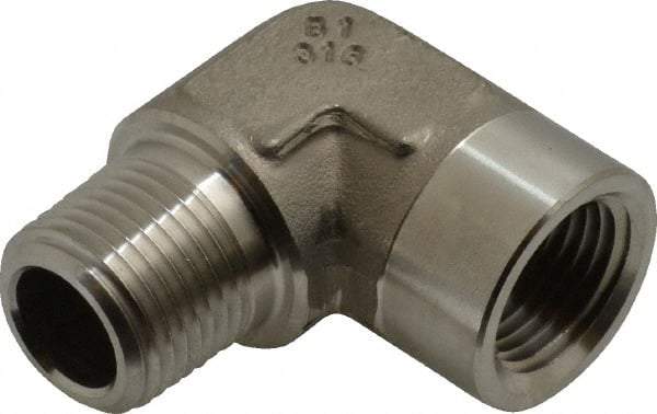 Made in USA - 1/2" Grade 316 Stainless Steel Pipe Fitting - FNPTF x MNPTF End Connections - Apex Tool & Supply
