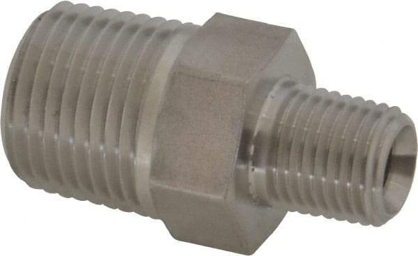 Made in USA - 2" Grade 316 Stainless Steel Pipe Hex Nipple - MNPT End Connections, 3,000 psi - Apex Tool & Supply