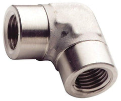 Made in USA - 1/2" Grade 316 Stainless Steel Pipe 90° Female Elbow - FNPTF x FNPTF End Connections - Apex Tool & Supply