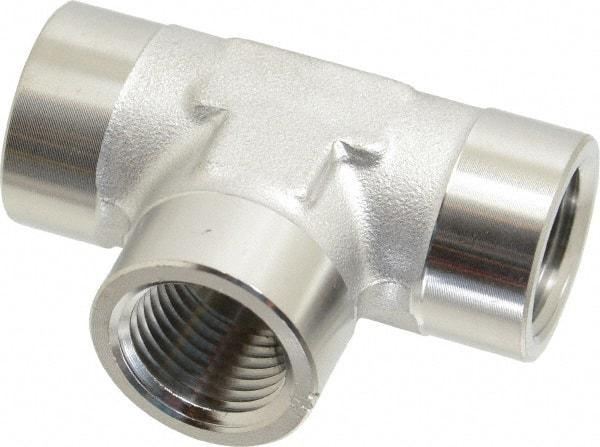 Made in USA - 1-1/4" Grade 316 Stainless Steel Pipe Tee - FNPT End Connections, 1,500 psi - Apex Tool & Supply