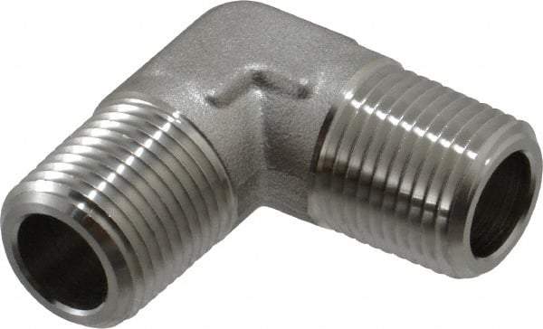 Made in USA - 3/4" Grade 316 Stainless Steel Pipe 90° Male Elbow - MNPT End Connections, 4,000 psi - Apex Tool & Supply