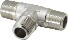 Made in USA - 1/4" Grade 316 Stainless Steel Pipe Tee - MNPTF x MNPTF x MNPTF End Connections - Apex Tool & Supply