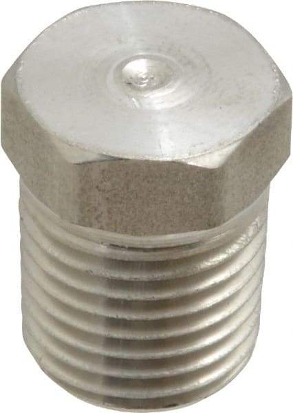 Made in USA - 1/4" Grade 316 Stainless Steel Pipe Hex Head Plug - MNPTF End Connections - Apex Tool & Supply