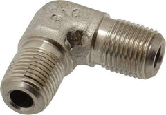 Made in USA - 1/8" Grade 316 Stainless Steel Pipe 90° Male Elbow - MNPTF x MNPTF End Connections - Apex Tool & Supply