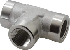 Made in USA - 3/8" Grade 316 Stainless Steel Pipe Tee - FNPTF x FNPTF x FNPTF End Connections - Apex Tool & Supply