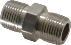 Made in USA - 3/8" Grade 316 Stainless Steel Pipe Hex Nipple - MNPTF x MNPTF End Connections - Apex Tool & Supply