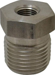 Made in USA - 1/2 x 1/8" Grade 316 Stainless Steel Pipe Hex Bushing - MNPTF x FNPTF End Connections - Apex Tool & Supply