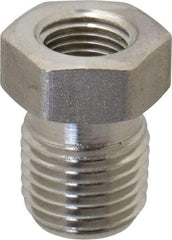 Made in USA - 1/4 x 1/8" Grade 316 Stainless Steel Pipe Hex Bushing - MNPTF x FNPTF End Connections - Apex Tool & Supply