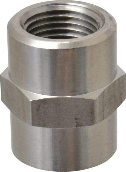 Made in USA - 1-1/2" Grade 316 Stainless Steel Pipe Hex Coupling - FNPT End Connections, 2,400 psi - Apex Tool & Supply