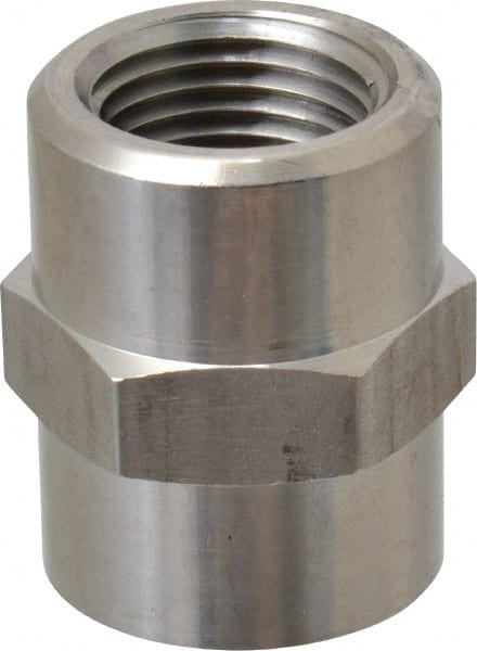Made in USA - 1" 316 Stainless Steel Pipe Hex Coupling - Apex Tool & Supply