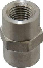 Made in USA - 1/4" Grade 316 Stainless Steel Pipe Hex Coupling - FNPTF x FNPTF End Connections - Apex Tool & Supply