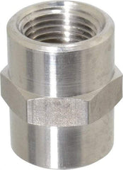 Made in USA - 3/8" Grade 316 Stainless Steel Pipe Hex Coupling - FNPTF x FNPTF End Connections - Apex Tool & Supply