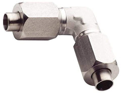 Made in USA - 3/4" Tube OD, 37° Stainless Steel Flared Tube Union Elbow - 1-1/16-12 UNF, Flare x Flare Ends - Apex Tool & Supply