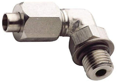Made in USA - 3/8" Tube OD, 37° Stainless Steel Flared Tube Male Elbow - 9/16-18 UNF, Flared to Male SAE O-Ring, 90° Ends - Apex Tool & Supply