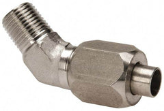 Made in USA - 1/2" Tube OD, 37° Stainless Steel Flared Tube Male 45° Elbow - 3/8-18 NPTF, Flare x MNPTF Ends - Apex Tool & Supply