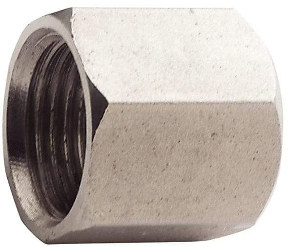Made in USA - 2" Tube OD, 37° Stainless Steel Flared Tube Nut - 2-1/2-12 UNF, Flare Ends - Apex Tool & Supply