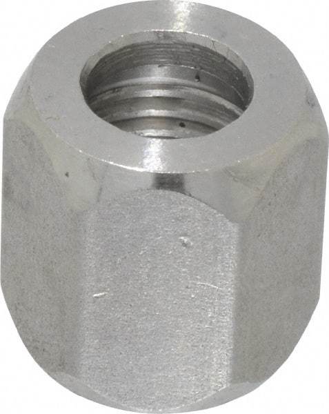 Made in USA - 1/4" Tube OD, 37° Stainless Steel Flared Tube Nut - 7/16-20 UNF, Flare Ends - Apex Tool & Supply